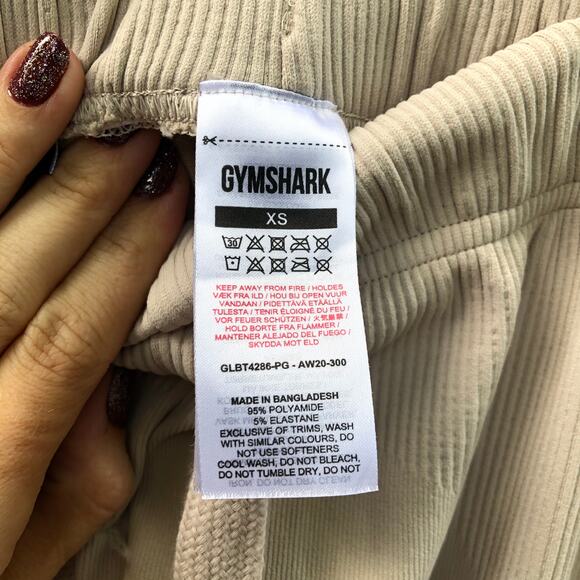 Gymshark Pants Pause Joggers Pebble Grey Beige Ribbed Sides Drawstring xs - Picture 3 of 7